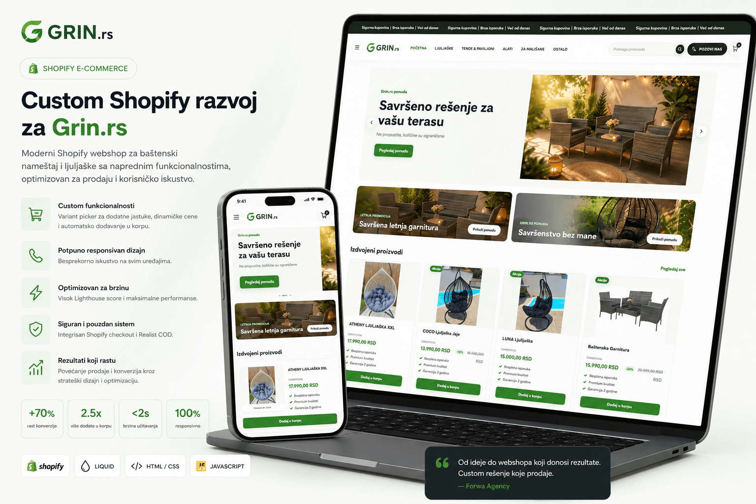 Apstraktni prikaz online prodavnice Grin